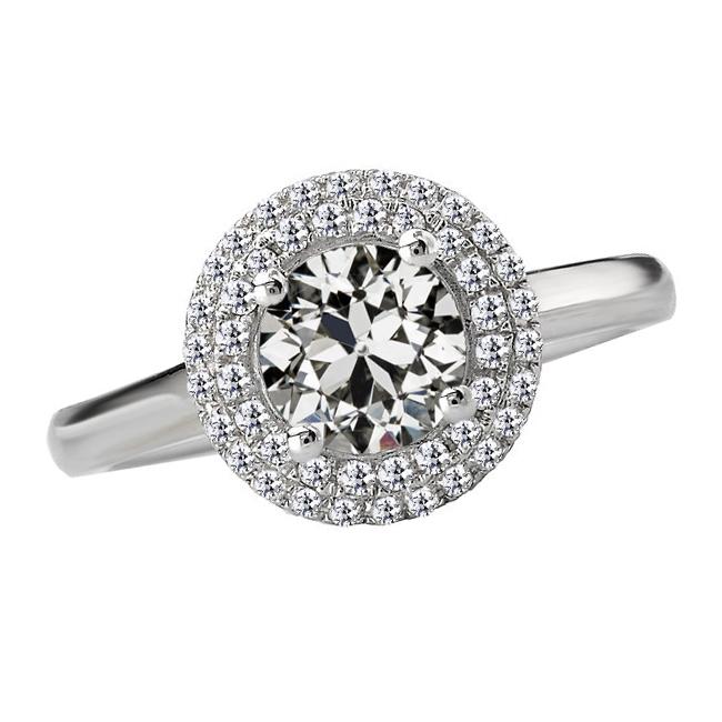 Natürlich Diamantrunder Alter Bergmann Doppel-Halo-Jubiläumsring 14K Gold 5 Karat - harrychadent.ch