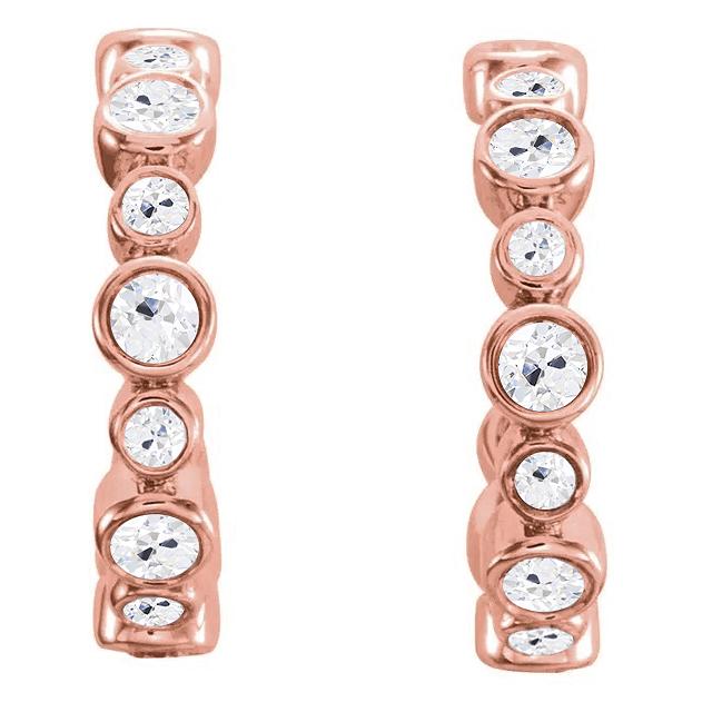 Offene Damen Creolen Alter Bergmann Natürlich Diamanten 13,50 Karat Roségold