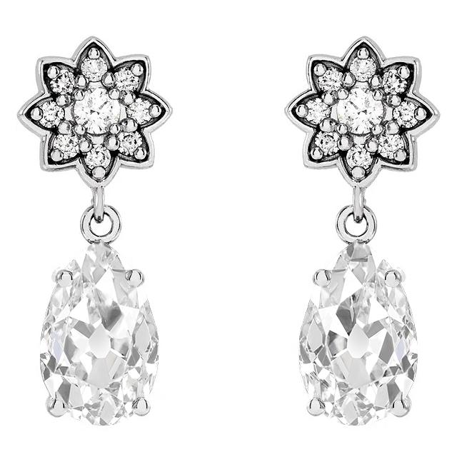 1Ohrhänger Birne Alter Bergmann & Runde Echt Diamanten 7.50 Ct. Stern-Stil1