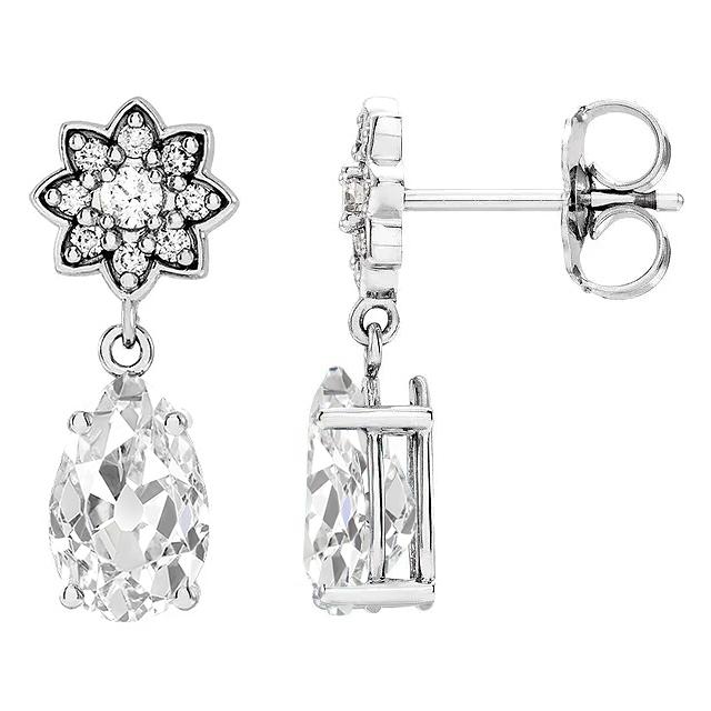 Ohrhänger Birne Alter Bergmann & Runde Echt Diamanten 7.50 Ct. Stern-Stil2