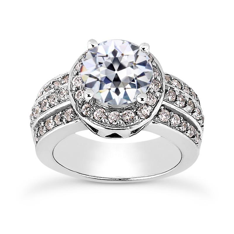 Old Mine Cut Naturliche Diamant Halo Ehering Krappenset Gold 4,75 Karat