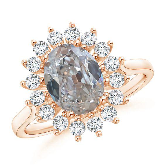 Oval Halo Echt Diamantring Alteuropäischer 4,50 Karat Blumenstil Schmuck - harrychadent.ch