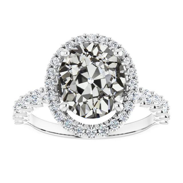 Ovaler Alter Bergmann Naturliche Diamant Halo Jubiläumsring 14K Gold 8,50 Karat