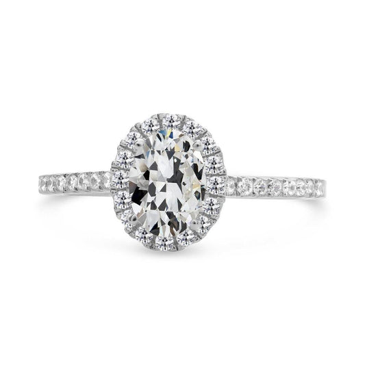 Ovaler Alter Minenschliff Naturlich Diamant Halo Ring Damenschmuck 5.50 Karat - harrychadent.ch