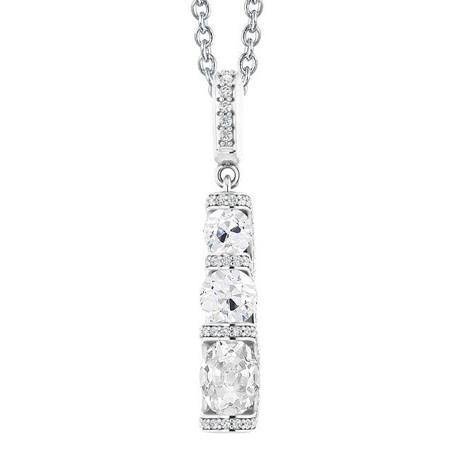 Ovaler Alter Minenschliff Naturlich Diamantanhänger Mit Drei Steinen 4,50 Karat 14K - harrychadent.ch