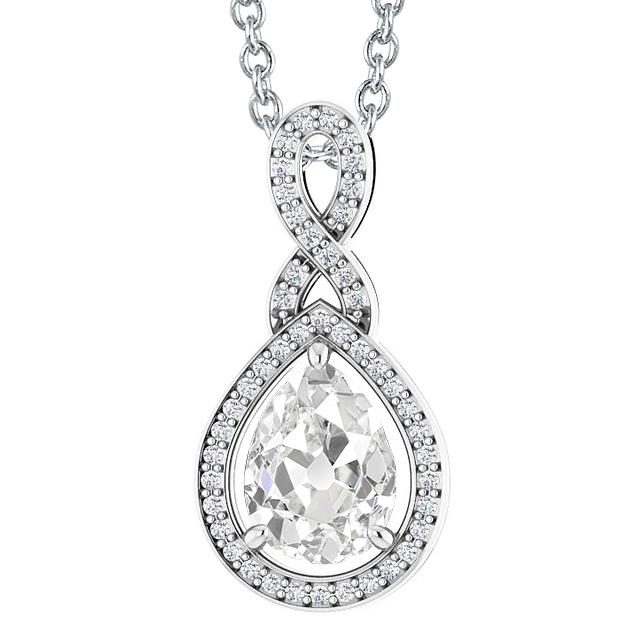 Pear Old Mine Cut Halo Echt Diamant Anhänger 5 Karat Krappenset - harrychadent.ch