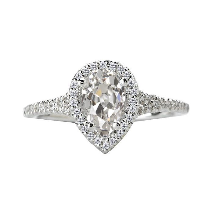 Pear Old Mine Cut Natürliche Diamant Halo Ring 4,50 Karat