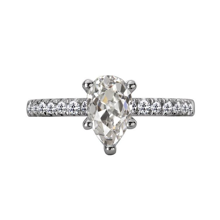 Rund & Birne Altschliff Echt Diamant Jubiläumsring 5 Krappen Set 4 Karat