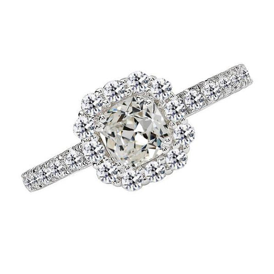 Rund & Kissen Alter Bergmann Echt Diamant Halo Ring Goldschmuck 5 Karat - harrychadent.ch