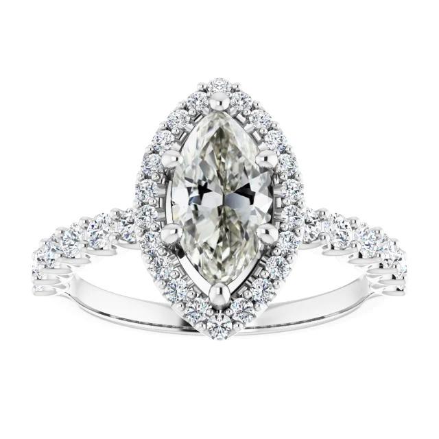Rund & Marquise Altschliff Naturliche Diamant Halo Ring 6 Krappen Set 6,25 Karat - harrychadent.ch