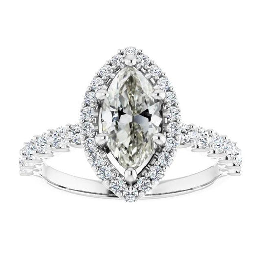 Rund & Marquise Altschliff Naturliche Diamant Halo Ring 6 Krappen Set 6,25 Karat - harrychadent.ch