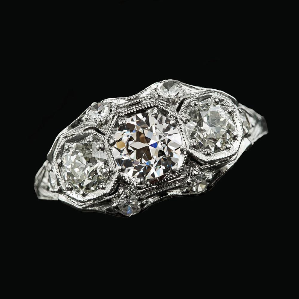 Runde 3 Steine Im Alten Minenschliff Natürliche Diamanten Schmuck 4,25 Karat