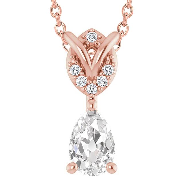 Runden & Pear Alter Bergmann Naturlich Diamant Anhänger 3.50 Karat Roségold 14K - harrychadent.ch