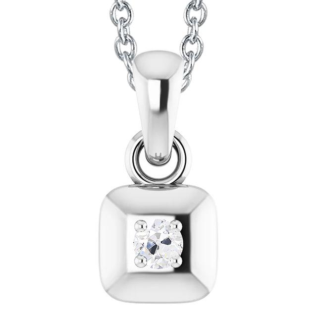 Runder Alter Bergmann 1 Karat Echt Diamant Anhänger Krappen Set Weißgold 14K