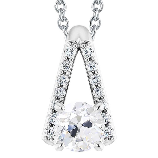 Runder Alter Bergmann Echt Diamant-Anhänger Mit Kettenschlitten-Halskette 4 Karat - harrychadent.ch