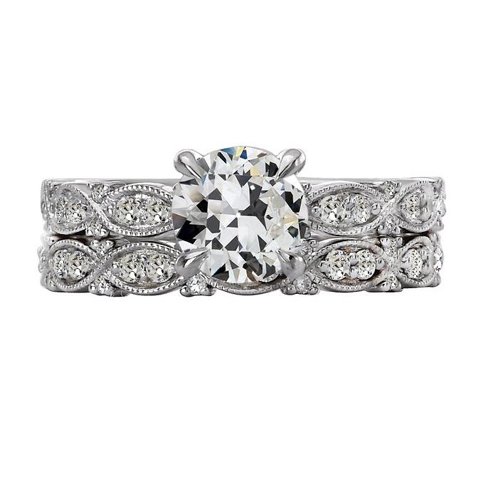 Runder Alter Bergmann Echt Diamant-Verlobungsring Im Vintage-Stil, 4 Karat