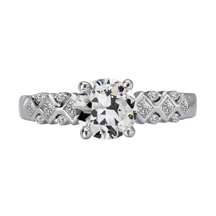 Runder Alter Bergmann Echt Diamant Fancy Ring 4 Krappen Set Gold 3,50 Karat
