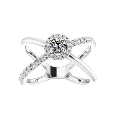 Runder Alter Bergmann Echt Diamant Halo Ehering Criss Cross Band 2 Karat - harrychadent.ch