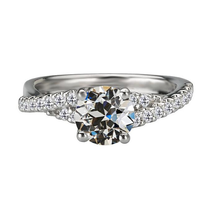 Runder Alter Bergmann Echt Diamant Jubiläumsring Twisted Shank 3.50 Karat - harrychadent.ch