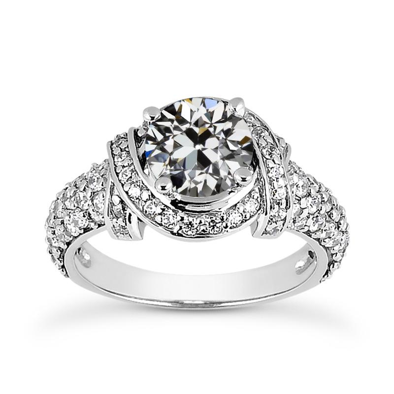 Runder Alter Bergmann Echt Diamant Ring Mehrreihig Akzente Twisted Shank 5 Karat