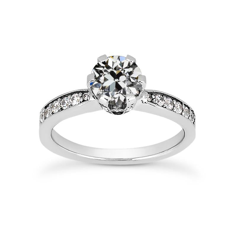 Runder Alter Bergmann Echt Diamantring Damenschmuck 14K Gold 2,50 Karat - harrychadent.ch