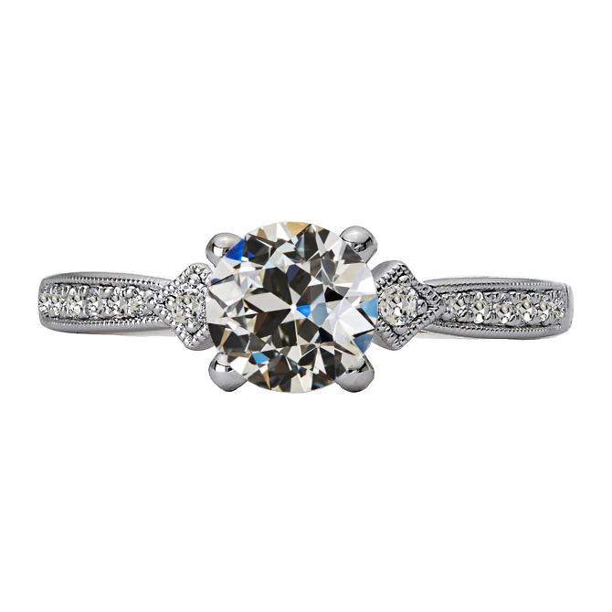 Runder Alter Bergmann Echt Diamantring Im Antiquitätenstil 3 Karat Weißgold