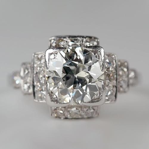 Runder Alter Bergmann Halo Echt Diamantring 14K Weißgold 3 Karat