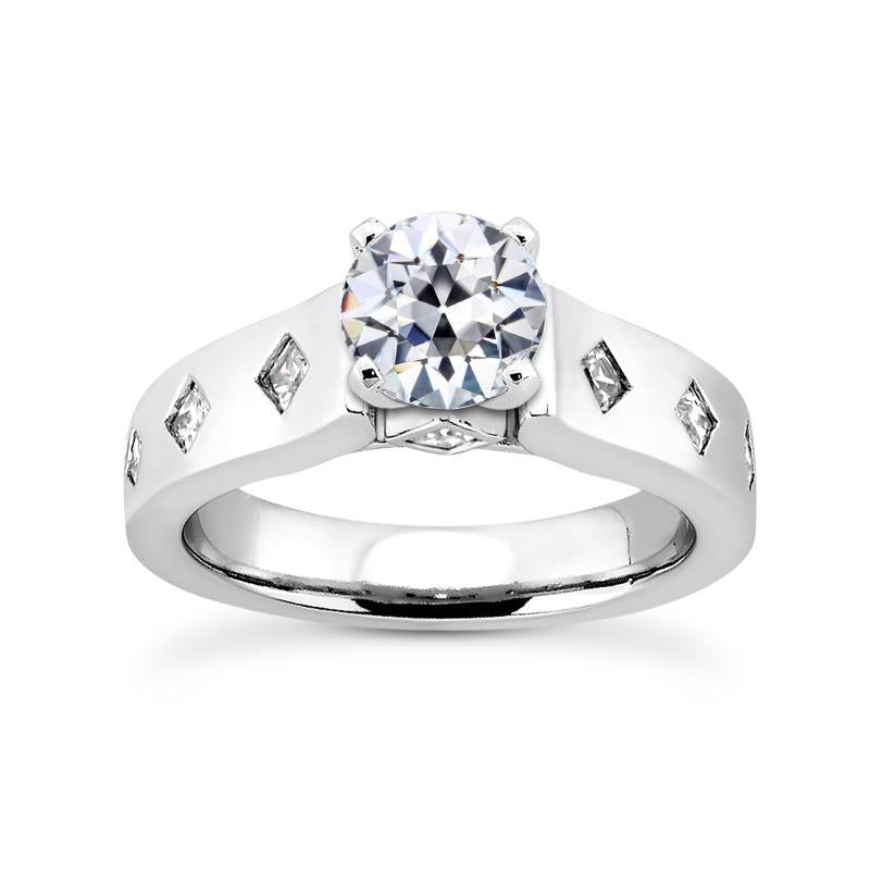 Runder Alter Bergmann Naturlich Diamant-Verlobungsring Mit breitem Band 2.50 Karat - harrychadent.ch