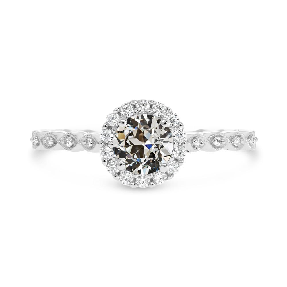 Runder Alter Bergmann Naturlich Diamant Halo Damenring 14K Weißgold 3 Karat - harrychadent.ch