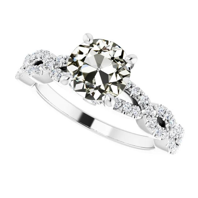 Runder alter Bergmann Diamant Ehering Twisted Shank 14K Gold 5 Karat - harrychadent.ch