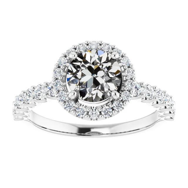 Runder Alter Bergmann Naturliche Diamant Halo Ring Gold Krappenset 4,25 Karat - harrychadent.ch