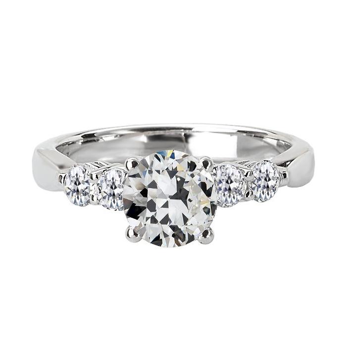 Runder Alter Bergmann Natürliche Diamant Jubiläumsring 5 Steine 6 Karat