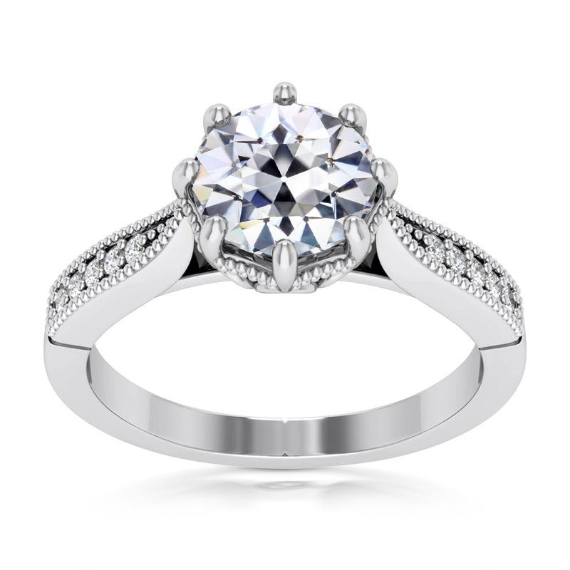 Runder Alter Bergmann Naturliche Diamantring 8 Zinken Set 14K Gold 4,75 Karat