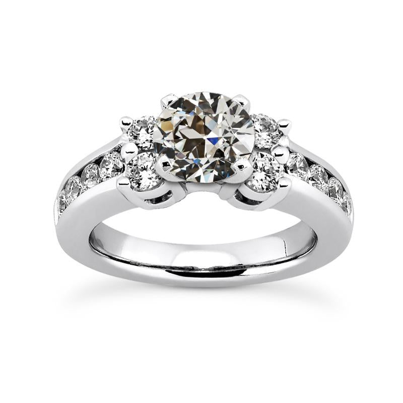 Runder Alter Minenschliff Echt Diamantring-Korb-Kanal-Set 6,50 Karat - harrychadent.ch