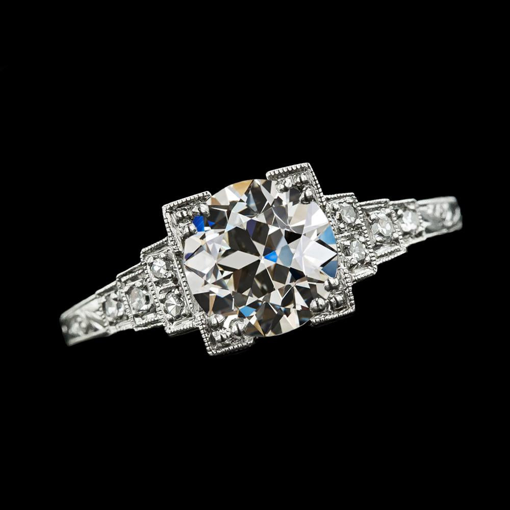 Runder Alter Minenschliff Natürliche Diamantring Im Vintage-Stil 3 Karat Weißgold