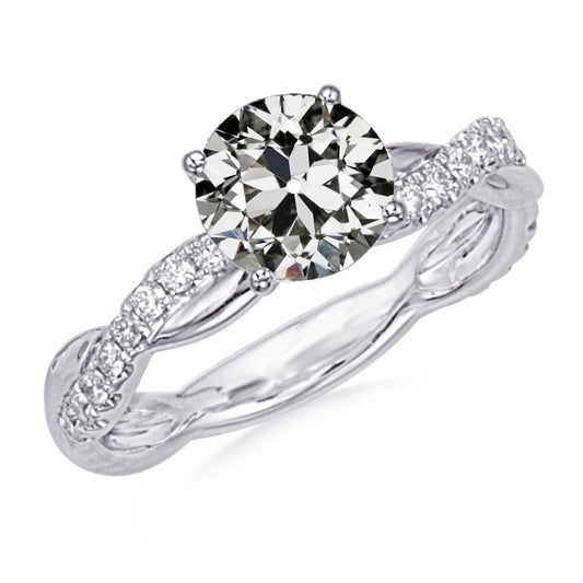 Runder Alter Minenschliff Naturliche Diamantring Pave Twisted Shank 5 Karat Schmuck