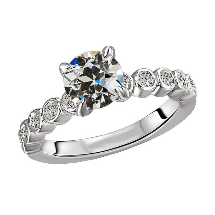 Runder Altschliff-Echt Diamant-Jubiläumsring Krappen-Lünette Set 4,50 Karat