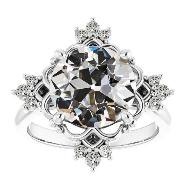 Runder Altschliff-Echt Diamant-Verlobungsring Star Style Gold 7 Karat