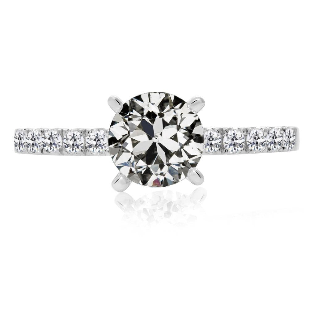 Runder Altschliff Echt Diamant-Solitärring Mit Akzenten 4 Karat 14K Gold - harrychadent.ch