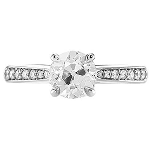 Runder Altschliff Echt Diamant-Verlobungsring mit Akzenten Gold 1,50 Karat - harrychadent.ch