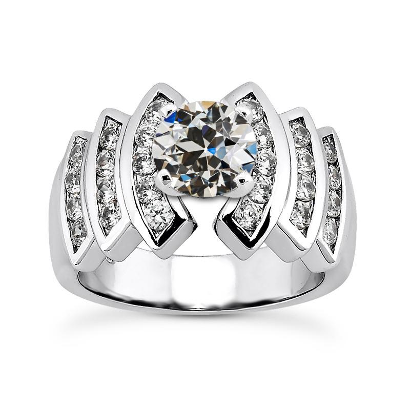 Runder Altschliff Echt Diamant Ehering Mit Stufen Kanal Set 8 Karat - harrychadent.ch