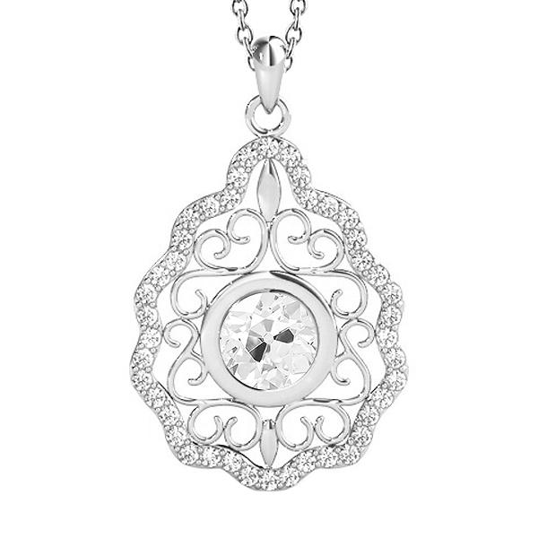 Runder Altschliff Echt Diamant Fancy Anhänger Lünette Set 2,50 Karat Weißgold