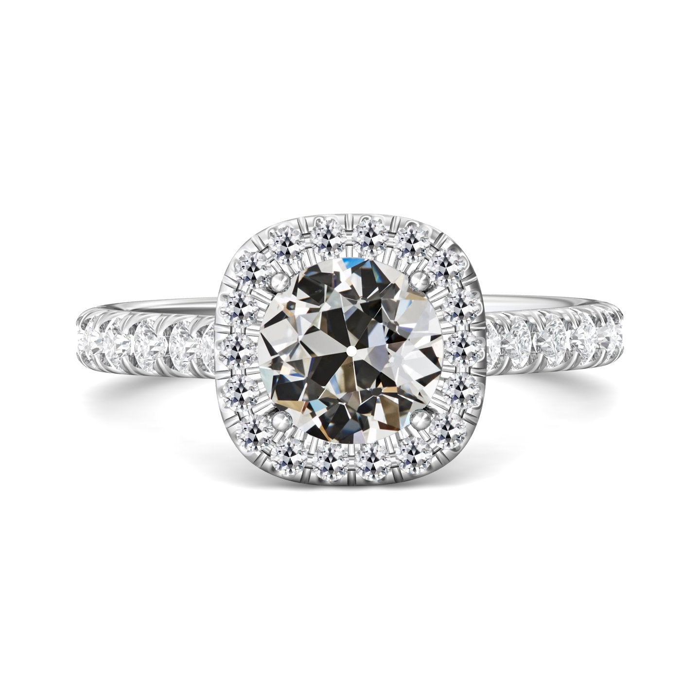 Runder Altschliff Echt Diamant Halo Ring 14K Gold Damen Schmuck 5 Karat - harrychadent.ch