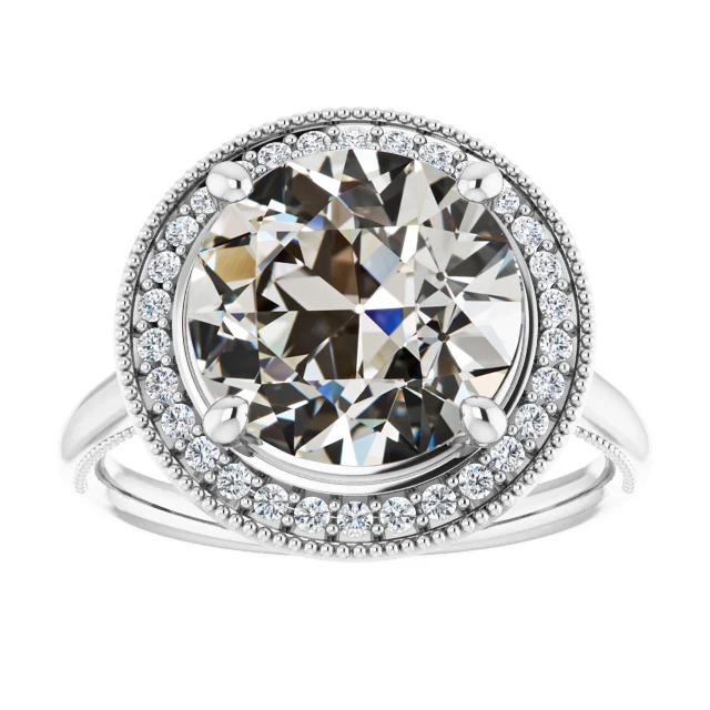 Runder Altschliff Echt Diamant Halo Ring 14K Gold Schmuck 7,50 Karat - harrychadent.ch