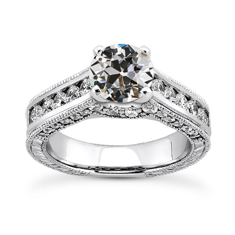 Runder Altschliff Echt Diamantring Krappenkanal Set Gold 4,50 Karat