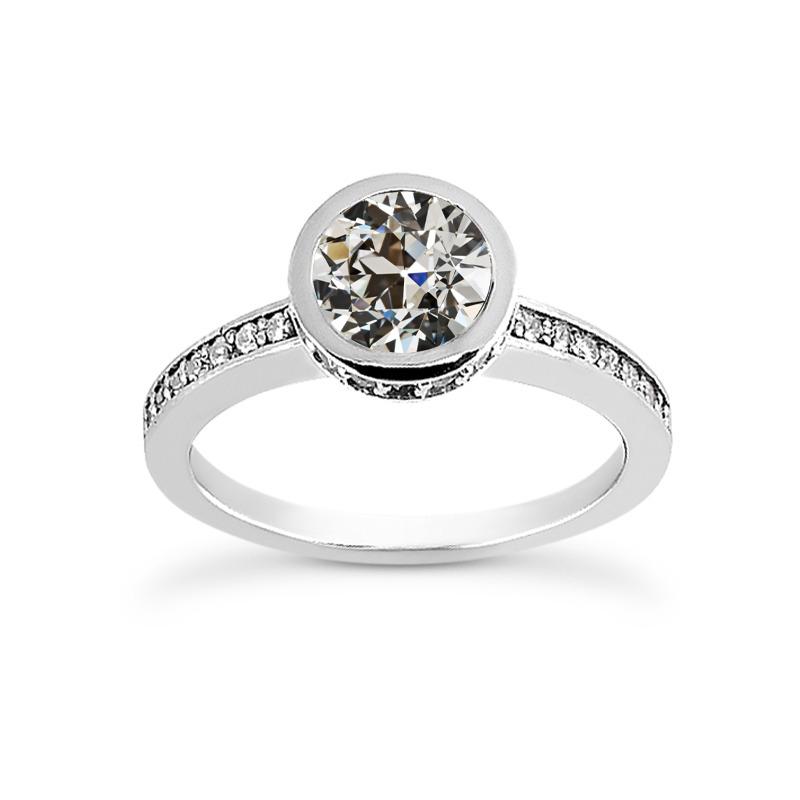 Runder Altschliff Naturlich Diamant-Verlobungsring-Lünette-Set Gold 2,50 Karat - harrychadent.ch
