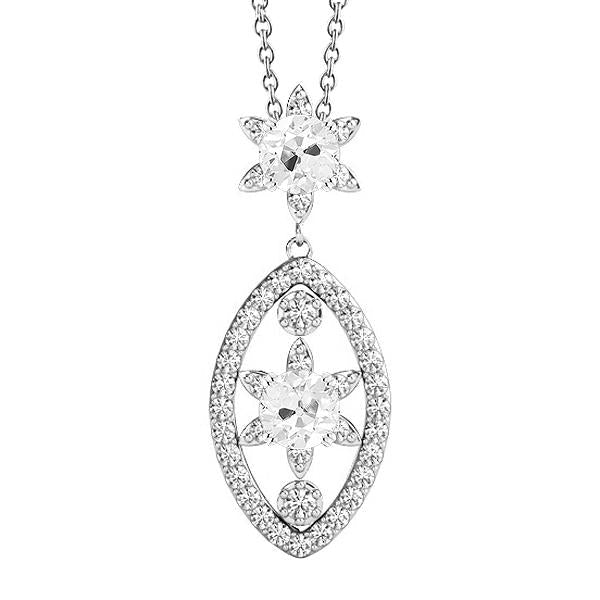 Runder Altschliff Natürlich Diamant Anhänger 4 Karat mit Kette Weißgold 14K - harrychadent.ch