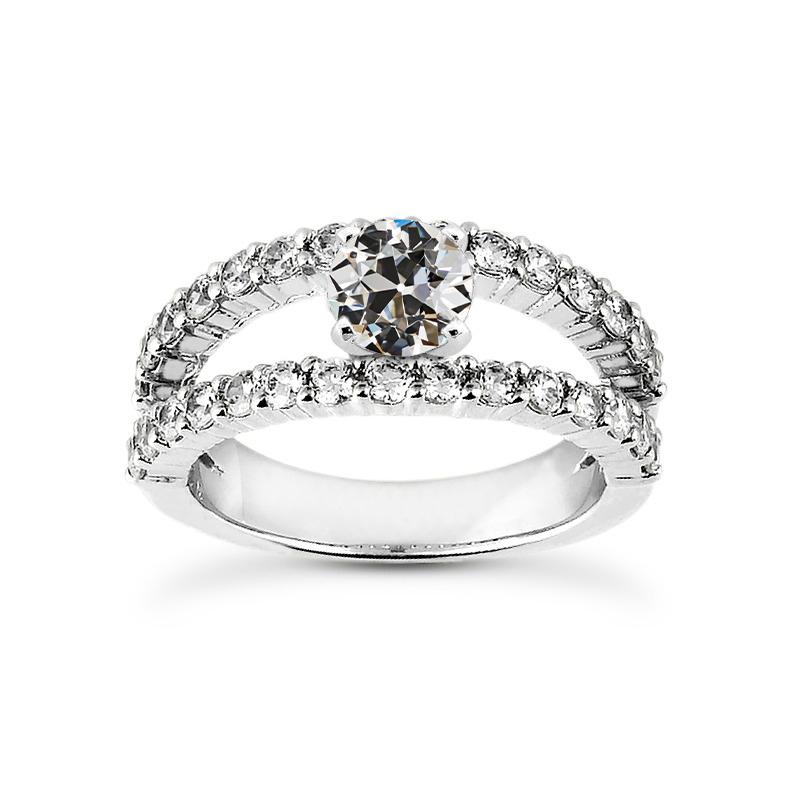 Runder Altschliff Naturlich Diamant Damenring Split Shank 14K Gold 3,50 Karat - harrychadent.ch
