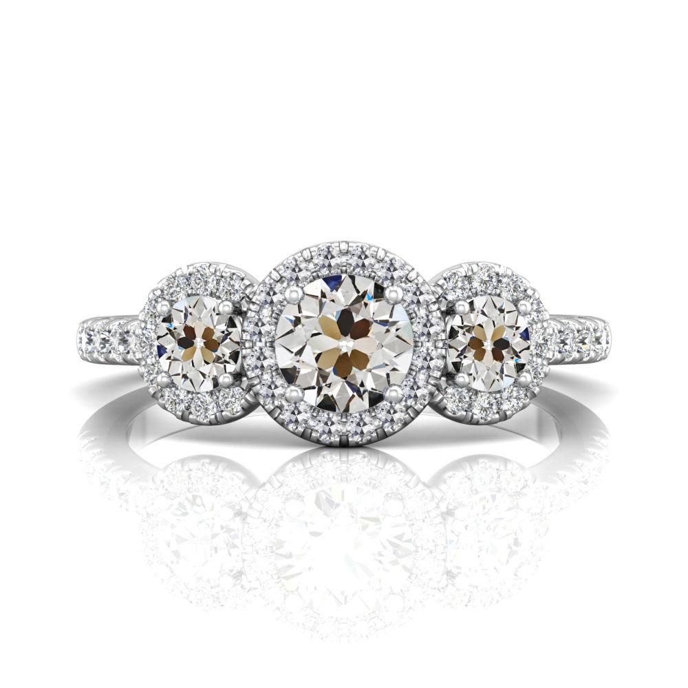 Runder Altschliff Naturlich Diamant Halo Ehering 3 Steine Stil 6 Karat - harrychadent.ch