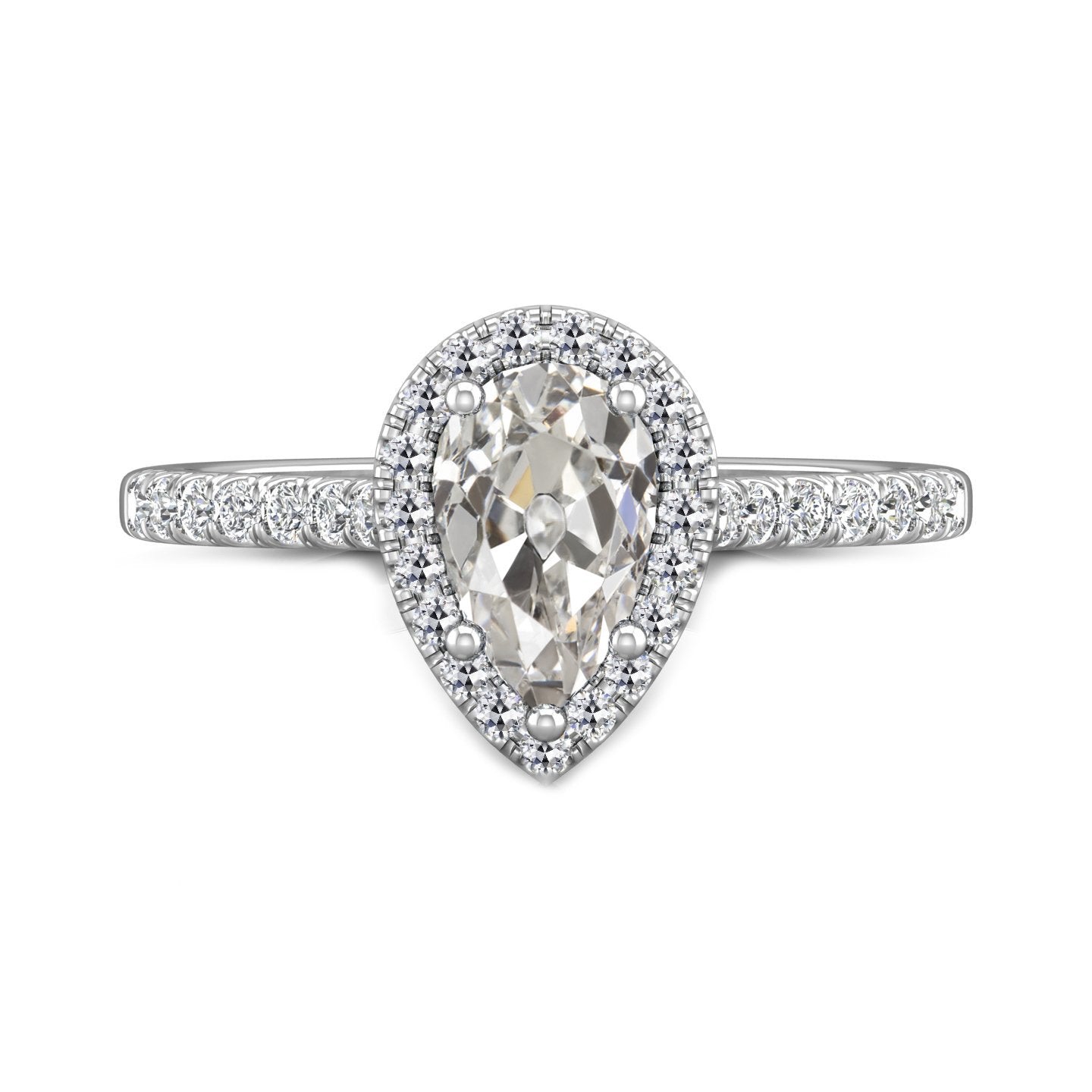 Runder & Birnen Alter Minenschliff Echt Diamant Halo Ehering 4 Karat - harrychadent.ch